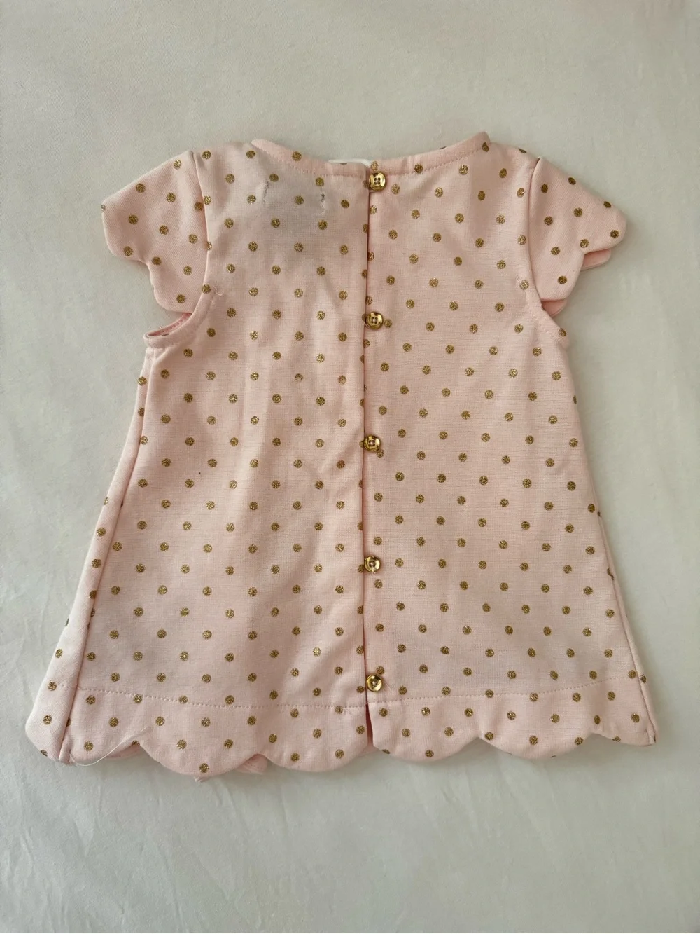 Tahari Baby Pink Top with Gold Polka Dots